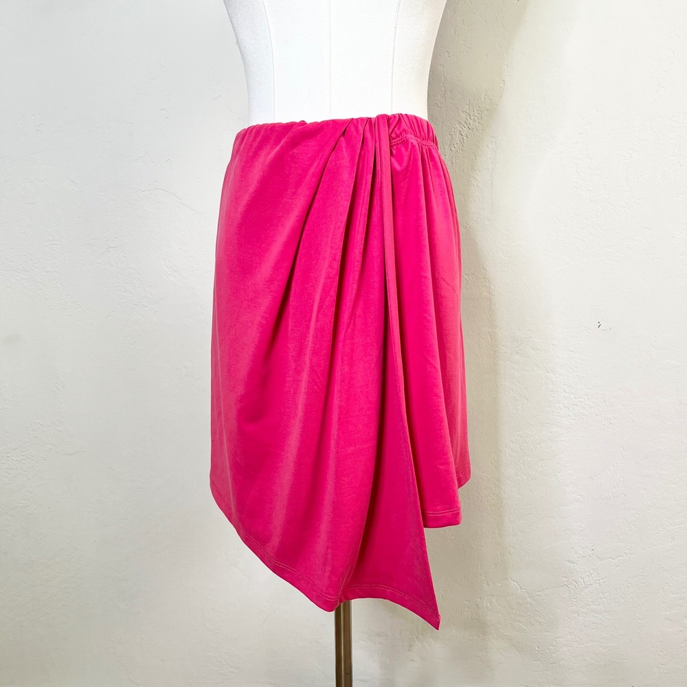 Anthropologie Pink Drape Front Sarong Mini Skirt Asymmetrical Pull On XS NEW